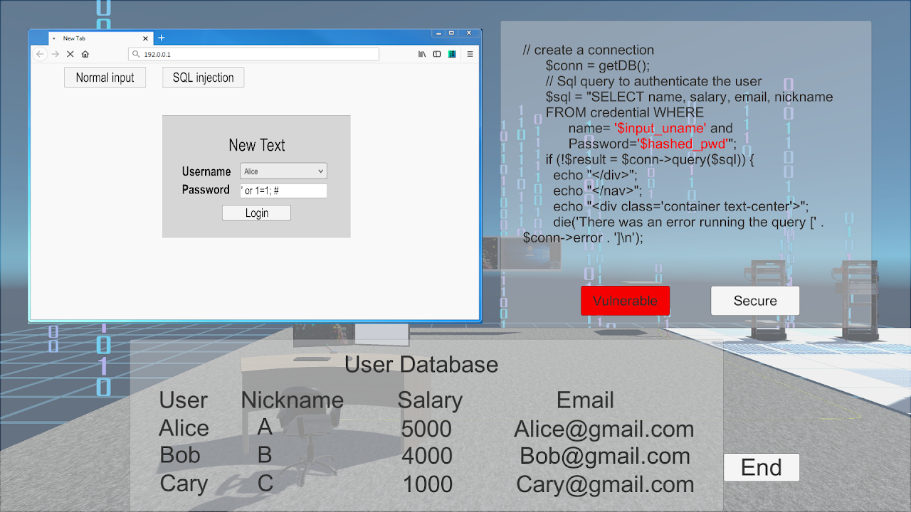 SQL Injection Game – K-12 Cybersecurity Educations